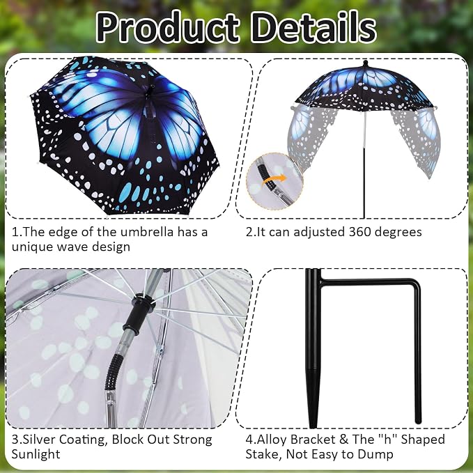 Plant Umbrellas for Outdoor Plants, Large Garden Plant Umbrella Shade Upgraded Adjustable Angle Height for Potted Plants Garden Beds