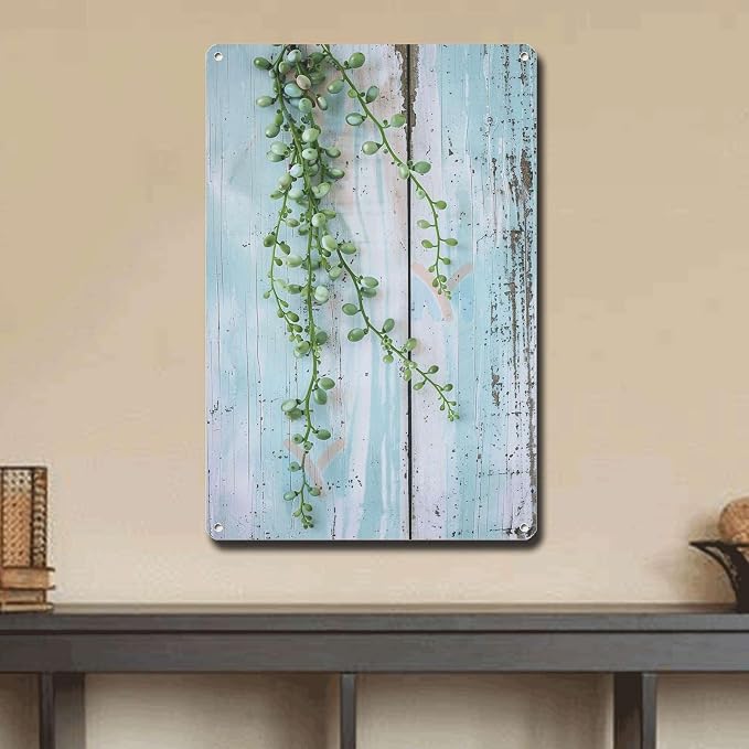 Metal Sign Tin Sign Vintage Wall Art Delicate String of Pearls Tin Sign for Vintage Paintings Shabby Chic Touch and Simple Beauty Admir Funny Bathroom Decor for Home Decor 8×12 Inches