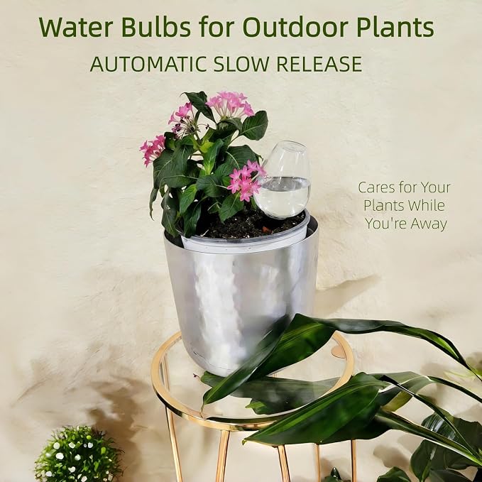 Self Watering Globes with Slow Release & Top Fill, 12.3 oz Automatic Watering Globes for Outdoor & Indoor Plants - Keep Plants Alive While on Vacation (Clear-4 Pack)