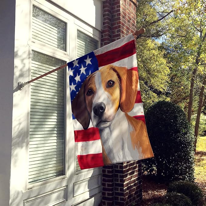 Caroline's Treasures CK6564CHF Hygenhund Dog American Flag House Flag Large Porch Sleeve Pole Decorative Outside Yard Banner Artwork Wall Hanging, Polyester, House Size, Multicolor