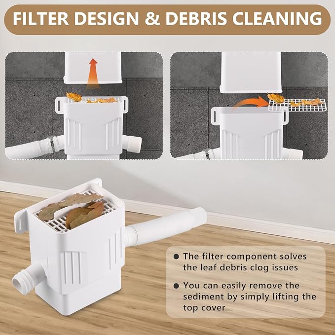 Rainwater Collection System, Rain Barrel Diverter Kit for 2x3”and 3x4” Downspouts, with Filtration and Hose, Rain Diverter, Downspout Diverter, White