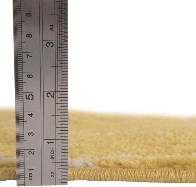 Unique Loom Trellis Frieze Collection Area Rug - Geometric (2' x 10' Runner, Yellow/ Ivory)