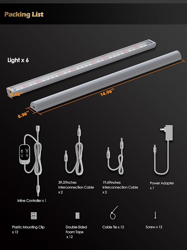 T5 Smart Grow Light for Indoor Plants,3500K Full Spectrum LED Plant Light Strips with 3/9/12H Auto Timer,Stepless Dimming,Modular Design，Plug and Play (White, 6 Pack)