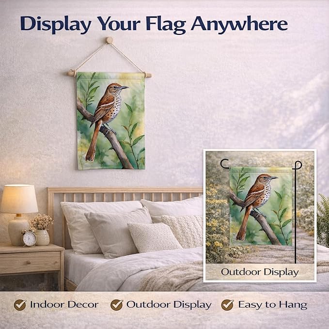 Caroline's Treasures Georgia Brown Thrasher Garden Flag Mailbox Flag Decorative Yard Flag Banner Outside Patio Artwork Yard Flower Beds, Garden Size, Multicolor