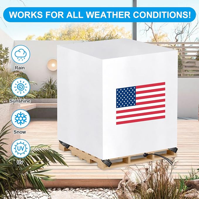 Pallet Cover Tarp Waterproof, Pallets Covers Heavy Duty Waterproof bulk Pallet Covers 48 x 42 x 48'' Outdoor Tarps Bulk Box Cover 48 x 42 x 48'' Custom White Fits Wood Patio Furniture