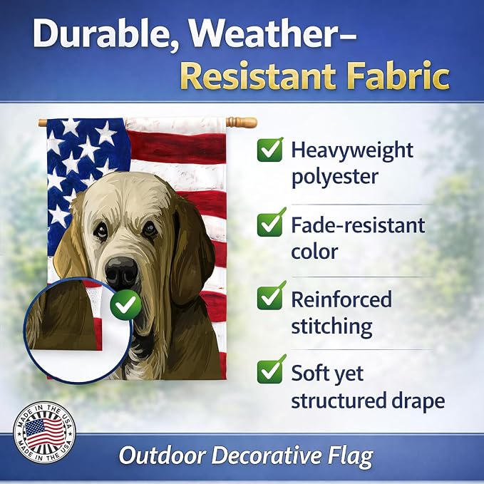 Caroline's Treasures CK6718CHF Spanish Mastiff Dog American Flag House Flag Large Porch Sleeve Pole Decorative Outside Yard Banner Artwork Wall Hanging, Polyester, House Size, Multicolor