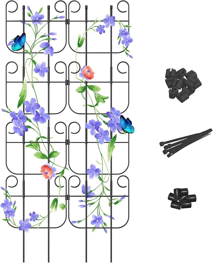 8 Pack Trellis for Climbing Plants Indoor, Expandable Small Metal Trellis for Potted Plants, Flowers Vine Ivy, Sturdy Houseplant Pothos Plant Climber Support