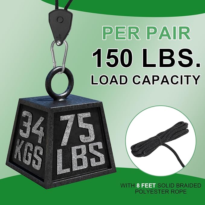 Grow Light Rope Hanger 50Pairs，1/8" 8-Feet Long Heavy Duty Adjustable Rope Clip Hanger, Adjustable Rope Ratchet Hangers 150 Lbs per Pair Used with Grow Light, Grow Bags