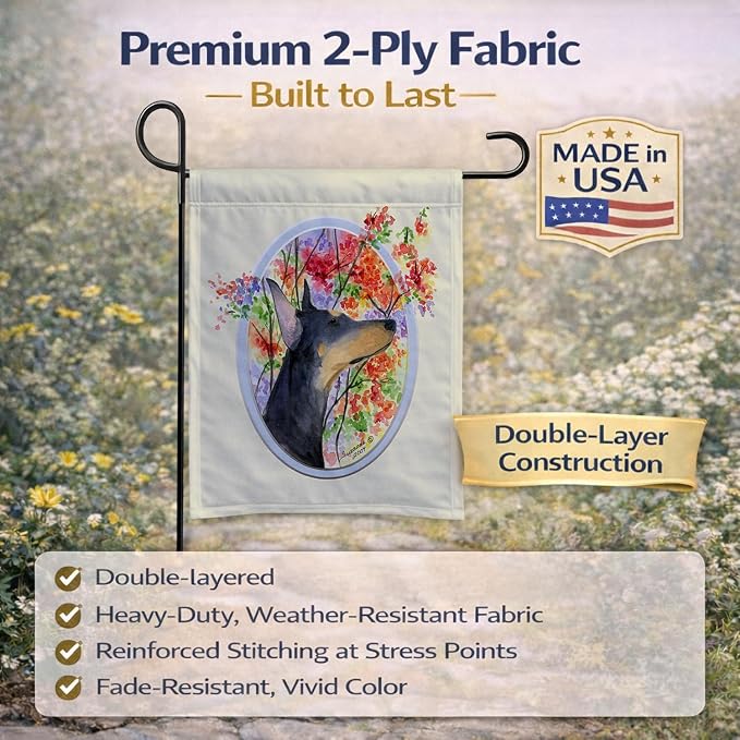 Caroline's Treasures SS8044GF Doberman Garden Flag Mailbox Flag Decorative Yard Flag Banner Outside Patio Artwork Yard Flower Beds, Garden Size, Multicolor