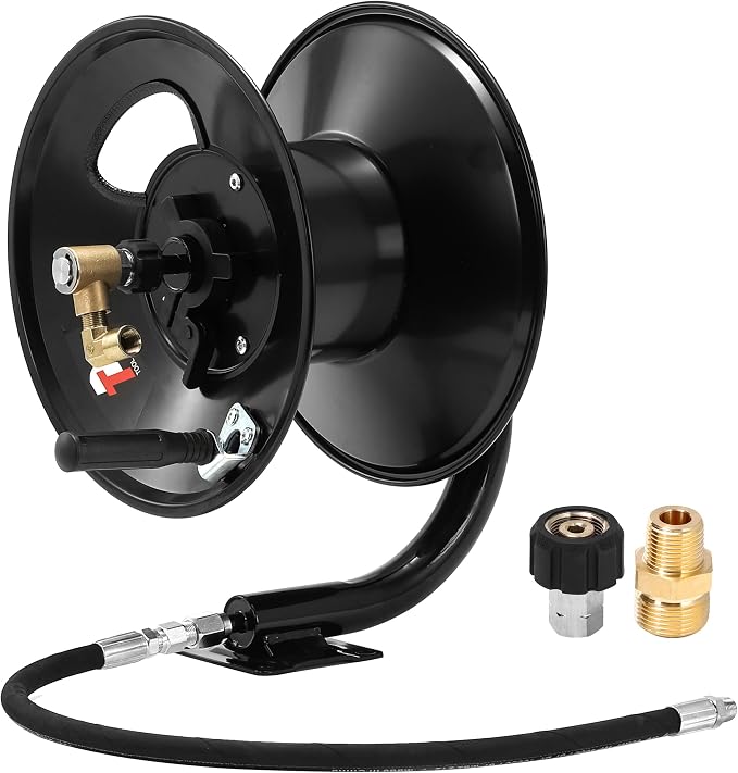 Tool Daily Pressure Washer Hose Reel, 100 FT Heavy Duty Steel Hose Reel for Power Washer