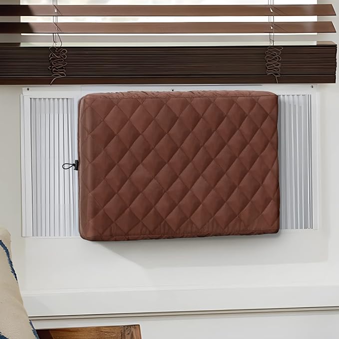 KylinLucky Indoor AC Cover for Window Unit 17 x 13 x 3 inches | Inside Air Conditioner Cover, Dust Protection, Brown