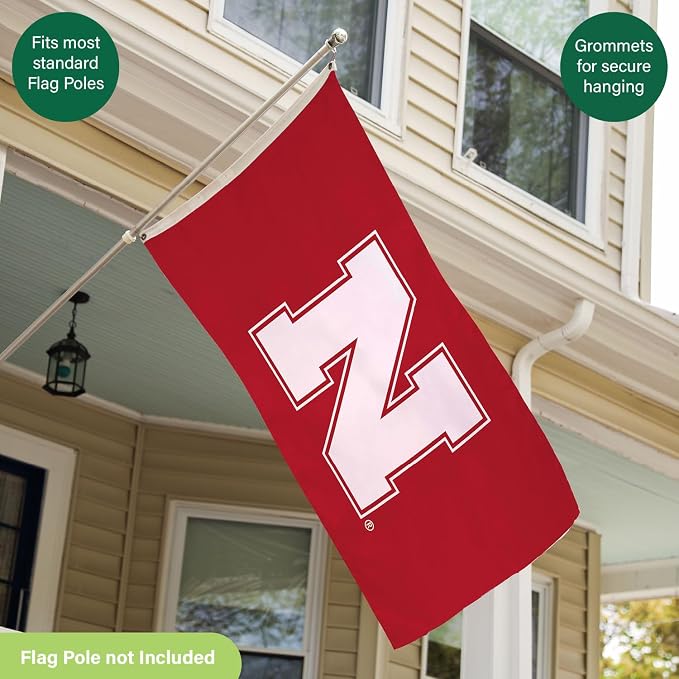 NCAA University of Nebraska Flag with Grommets, 3'x5' Nebraska Cornhuskers Outdoor College Flags & Banners for Garden Patio Indoor Wall Décor