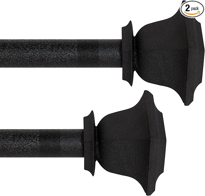 Deco Window Adjustable Curtain Rod for Windows 44 to 120 Inch (Pack of 2) Extendable Heavy Duty 1 Inch Iron Drapery Pole with Finials Wall Mounted French Door Curtain Rods (Dark Stone)