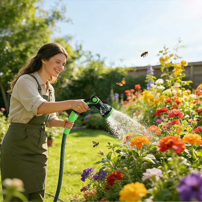 Garden Hose, 50Ft Ultra Flexible Water Hose, None-Expand,with 10 Function Sprayer,Ultra-Lightweight,Leak-Proof,Non-Slip Handle, Non-Kink Hoses for Yard, Outdoor (GreenBlack,50Ft)
