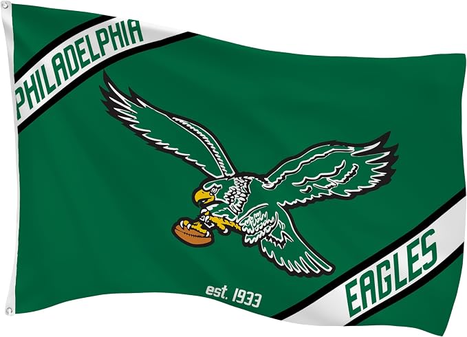 NFL Philadelphia Eagles Vintage Logo 3' x 5' Outdoor Durable Flag with Grommets, Outdoor Banner for Garden Patio Decoration, Indoor Wall Decor Flag for Room, Works with Flag Poles for Outside House