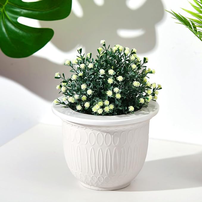 2 Set African Violet Pots Self Watering, 7 Inch White Ceramic Dolomite Clay, Easy Effortless Planter Pot for Indoor Plants Herbs Flowers Orchids Succulent, Ideal Gifts, Plant Not Included