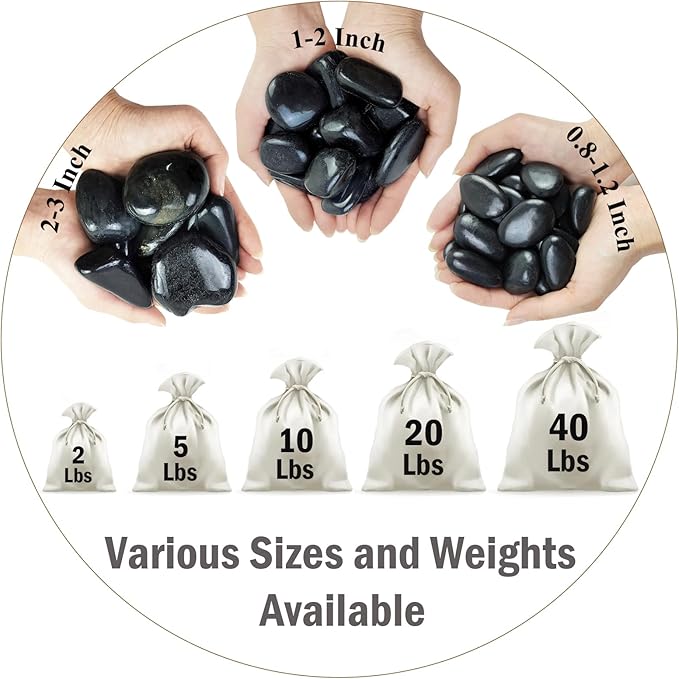 FANTIAN 40 lbs Black River Rocks for Landscaping, 2-3 inch Pebbles for Indoor Plants, Large Decorative Stones for Planters Aquarium Fish Tank and Garden Rocks