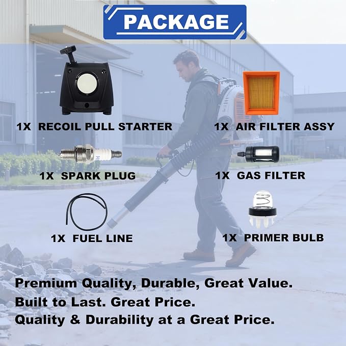 Complete Recoil Starter Set for Stihl BR800/BR800X | 4283-190-4001 Pull Starter Assembly with Air Filter | Backpack Leaf Blower Replacement Parts