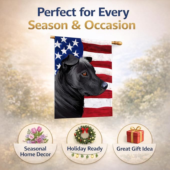 Caroline's Treasures CK6644CHF Phu Quoc Ridgeback Dog American Flag House Flag Large Porch Sleeve Pole Decorative Outside Yard Banner Artwork Wall Hanging, Polyester, House Size, Multicolor