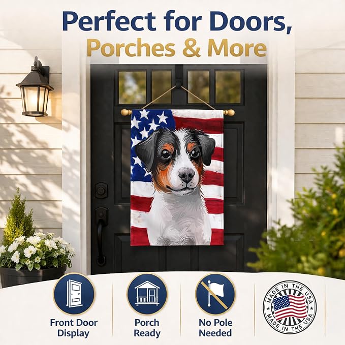 Caroline's Treasures CK6502CHF Danish-Swedish Farmdog American Flag House Flag Large Porch Sleeve Pole Decorative Outside Yard Banner Artwork Wall Hanging, Polyester, House Size, Multicolor