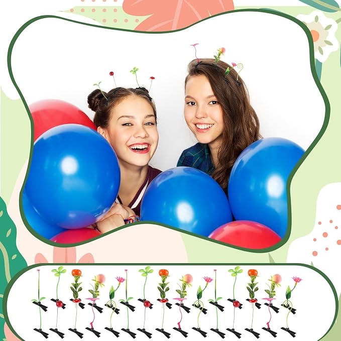 Tigeen 100 Pieces Bean Sprout Hair Clip Funny Plant Hairpins Grass Flower Butterfly Mushroom Hair Accessories (Assorted)