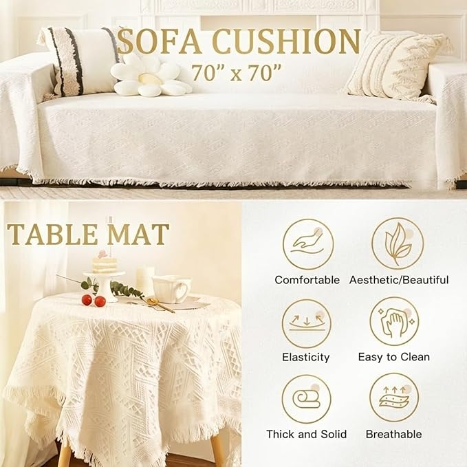 White Picnic Blanket, Extra Large Soft Cotton Gauze Picnic Rug 71"x71", Lightweight Breathable Blanket with Leather Handle, Machine Washable for Beach, Camping, Park, Couples (Gray)