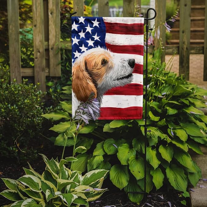 Caroline's Treasures CK6574GF Istrian Coarse-haired Hound American Flag Garden Flag Mailbox Flag Decorative Yard Flag Banner Outside Patio Artwork Yard Flower Beds, Garden Size, Multicolor