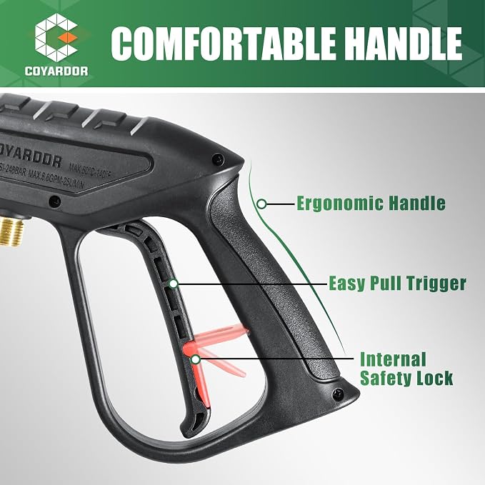 Pressure Washer Gun 3600 PSI with Extension Wand, Nozzle Holder & 5 Spray Tips, M22-14mm Fitting, Replacement for Ryobi, Karcher, Honda, Greenworks, Briggs & Stratton, Gas Power Washer