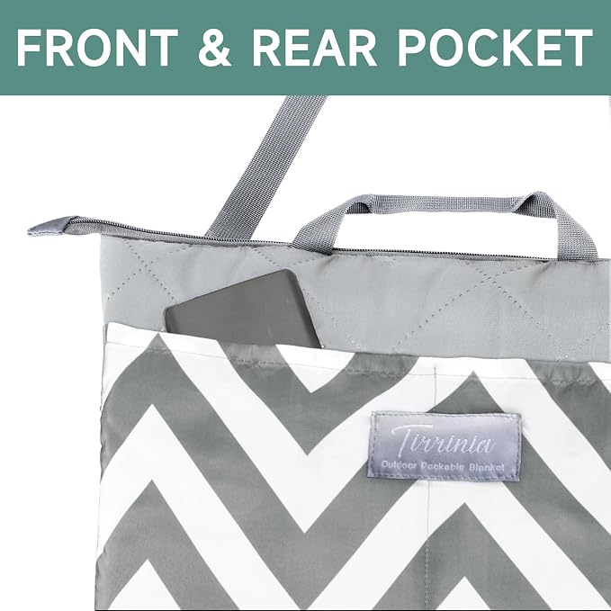 Solaris Waterproof Picnic Blanket, Lightweight 50” x 60” Foldable Sandproof Beach Blanket with Large Pocket, Portable Outdoor Camping Blanket Great Couples Gift Ideas, Gray Wavy