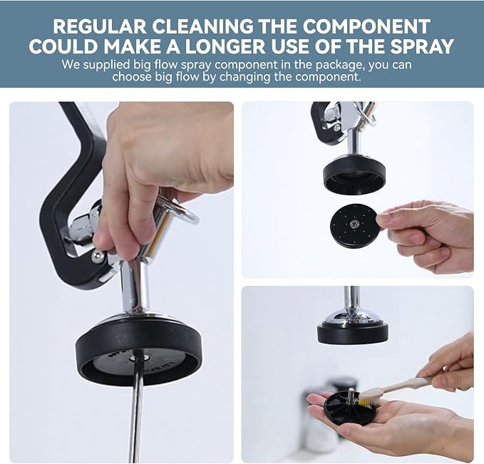 Commercial Sink Sprayer Head: 7/8"-20UNEF Black Pre Rinse Sprayer - 3.85 GPM High Pressure Pull Down Spray Head - Handheld Dish Sprayer Nozzle for Commercial Kitchen Faucet (Chrome Finished)