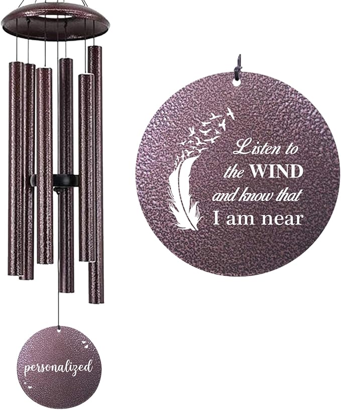 ASTARIN 36" Large Deep Tone Personalized Sympathy Wind Chimes, Memorial Wind Chime for Loss of Mother Father Loved One, Angel's Feather Bereavement Gifts Decor Outdoor Patio Garden, Produced in Texas