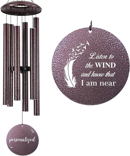 ASTARIN 36" Large Deep Tone Personalized Sympathy Wind Chimes, Memorial Wind Chime for Loss of Mother Father Loved One, Angel's Feather Bereavement Gifts Decor Outdoor Patio Garden, Produced in Texas