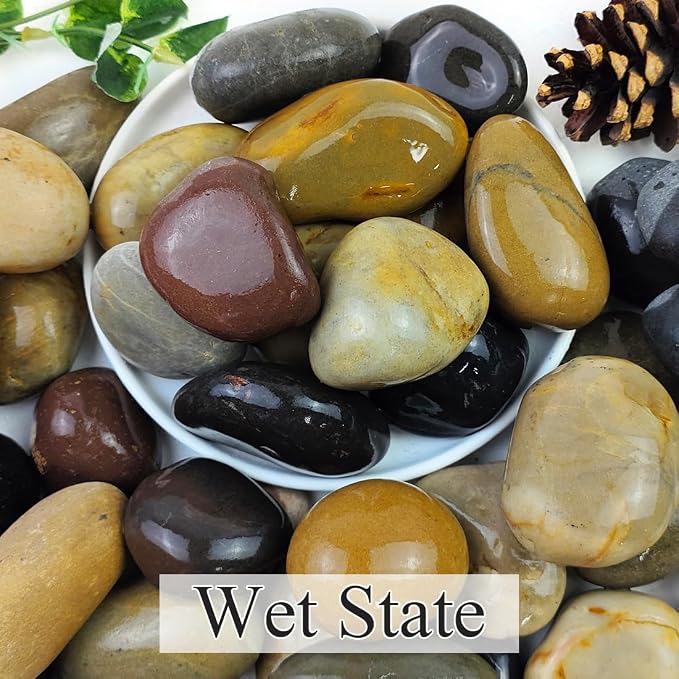 YISZM Natural River Rocks, Small Rocks for Plants Decorative Polished Pebbles for Fish Tank, Gardening, Flower Pots, Vase Fillers, Indoor Water Fountains, Landscaping, 40lbs, 2-3 Inch