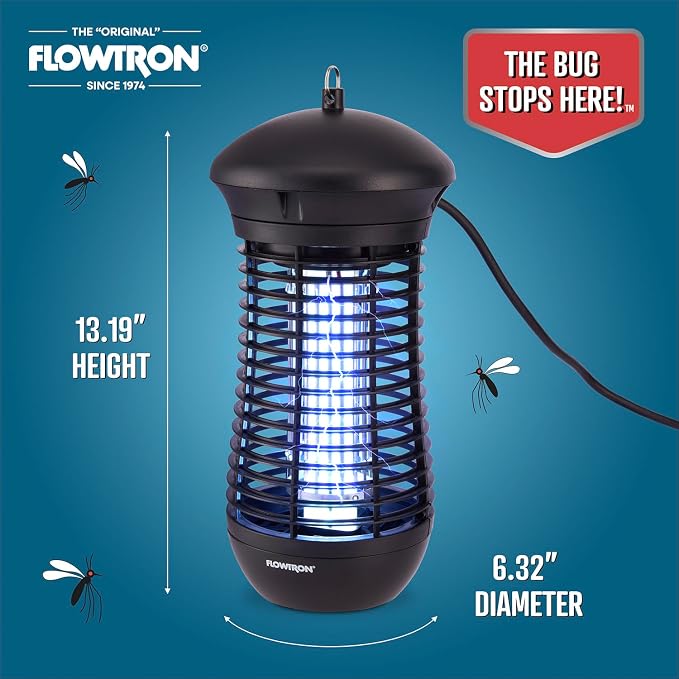 Flowtron Outdoor Bug Zapper | 4000 Volt Electric Insect Killer with 1/2 Acre Coverage | Non-Clogging Shock Grid | Kills Mosquitoes Flies & Flying Insects | Patio Deck Yard Camping | ETL Certified