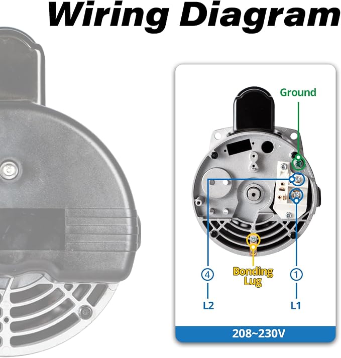 2 HP Single Speed Pool Pump Replacement Motor, Compatible with A.O. Smith Century B2843, 208-230V, 3450 RPM, 56Y Square Flange, ODP, 1.3 Service Factor