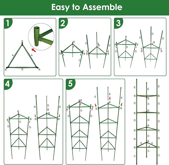 CEWOR Tomato Cage - 3 Pack Tomato Trellis, 63 Inch Tomato Cages for Garden, Extra Tall Plant Triangle Structures Garden Stakes for Climbing Plants Outdoor, Pots, Raised Garden Bed, Vegetables