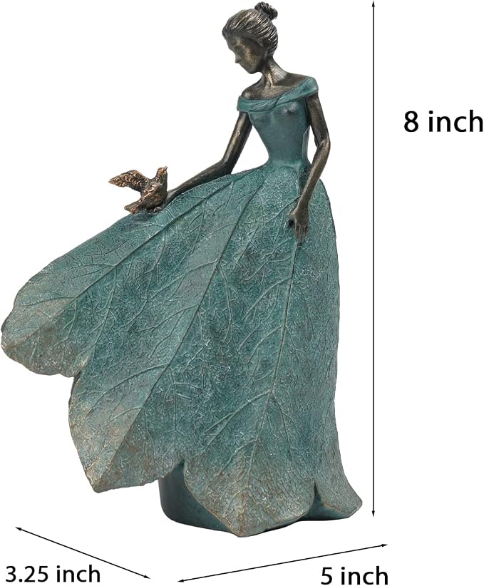 Guichifun Fairy Statue Collection Home Decoration - Leaf Angel Girls Resin Gardening Gifts for Women Statues for Garden Fairy Indoor or Outdoor Yard Figurines 5.5 x 3.25 x 8 Inch