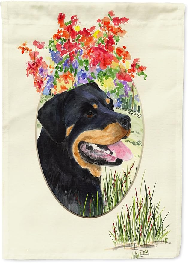 Caroline's Treasures SS8055GF Rottweiler Garden Flag Mailbox Flag Decorative Yard Flag Banner Outside Patio Artwork Yard Flower Beds, Garden Size, Multicolor
