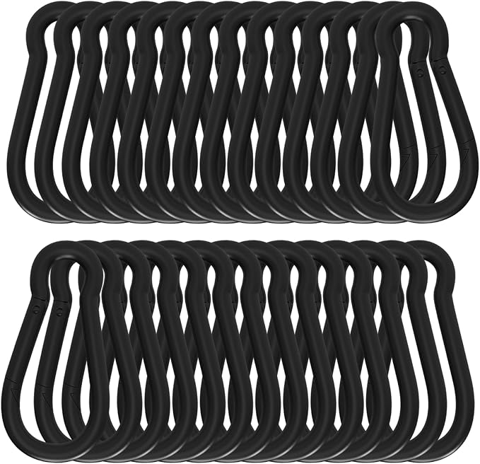 Heavy-Duty Carabiner Clip 1.57"–5.5", Black/Silver Spring Snap Hook, Quick Link Keychain Clip for Keys, Swing Set, Camping, Fishing, Hiking & Traveling (120–1350 lbs)