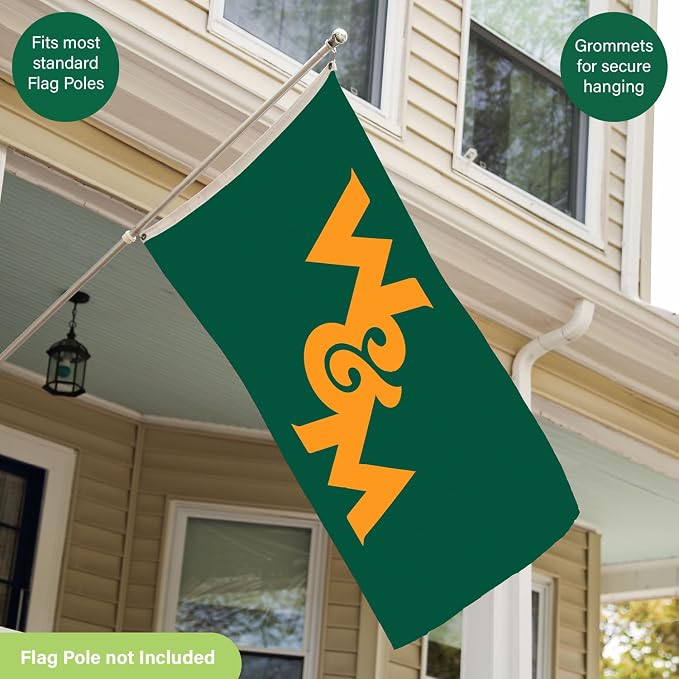 NCAA William & Mary Flag with Grommets, 3'x5' W&M Tribe Outdoor College Flags & Banners for Garden Patio Indoor Wall Décor