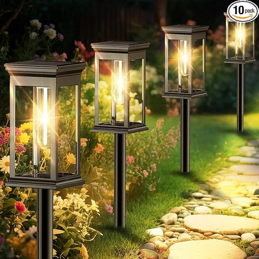 Solar Pathway Lights Outdoor Waterproof – 10 Pack Bright Solar Powered Garden Lights with Auto On/Off, IP65 LED Landscape Lighting for Walkway Patio Lawn Yard Decor