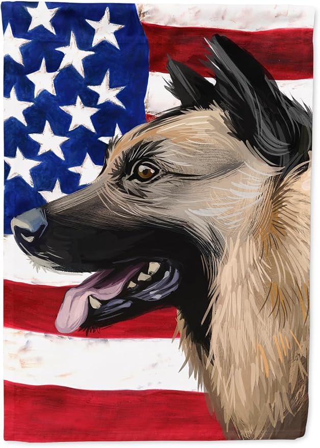 Caroline's Treasures CK6598GF Kunming Wolfdog American Flag Garden Flag Mailbox Flag Decorative Yard Flag Banner Outside Patio Artwork Yard Flower Beds, Garden Size, Multicolor