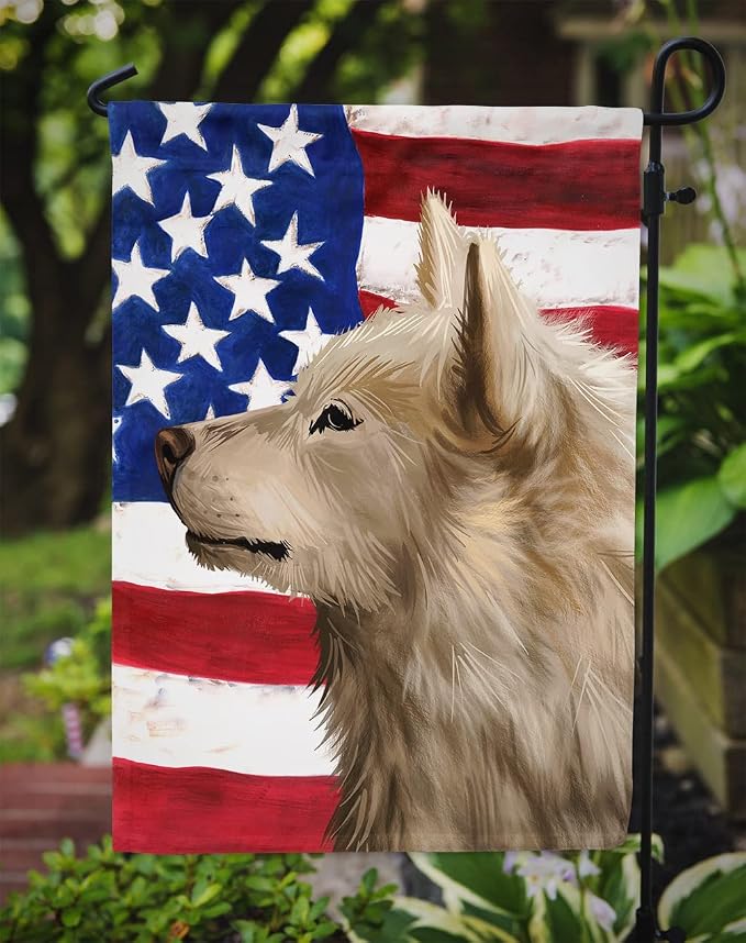 Caroline's Treasures CK6550GF Greenland Dog American Flag Garden Flag Mailbox Flag Decorative Yard Flag Banner Outside Patio Artwork Yard Flower Beds, Garden Size, Multicolor