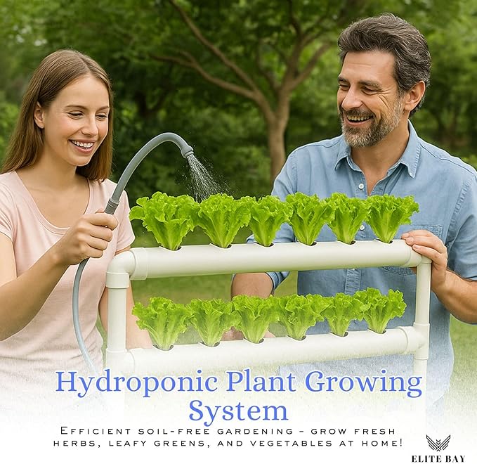 Hydroponic Plant Growing System 36 Pod– PVC Vertical Garden Kit | Sponges, AU/US Plug.