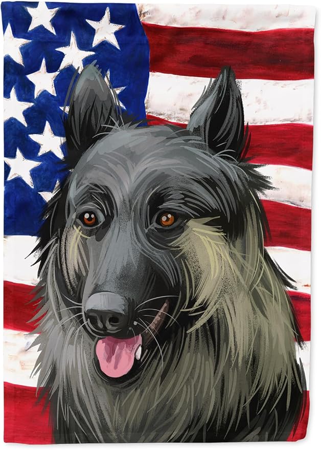 Caroline's Treasures CK6707GF Shiloh Shepherd Dog American Flag Garden Flag Mailbox Flag Decorative Yard Flag Banner Outside Patio Artwork Yard Flower Beds, Garden Size, Multicolor