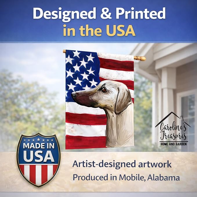 Caroline's Treasures CK6710CHF Sloughi Dog American Flag House Flag Large Porch Sleeve Pole Decorative Outside Yard Banner Artwork Wall Hanging, Polyester, House Size, Multicolor