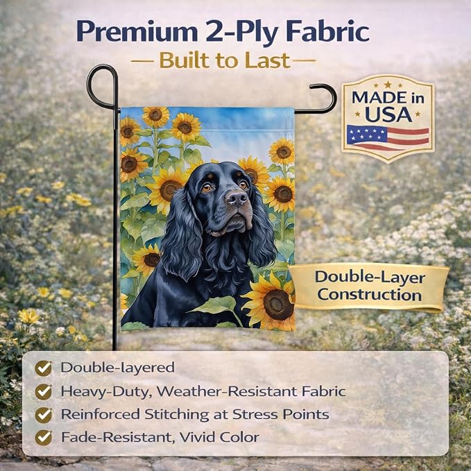 Caroline's Treasures DAC6060GF Cocker Spaniel in Sunflowers Garden Flag Mailbox Flag Decorative Yard Flag Banner Outside Patio Artwork Yard Flower Beds, Garden Size, Multicolor