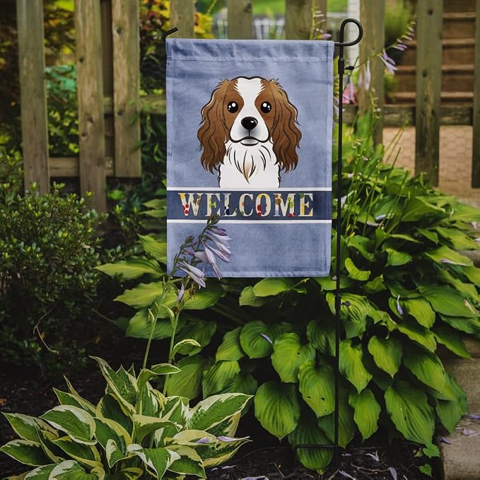 Caroline's Treasures BB1410GF Cavalier Spaniel Welcome Garden Flag, Blue Mailbox Flag Decorative Yard Flag Banner Outside Patio Artwork Yard Flower Beds, Garden Size, Multicolor