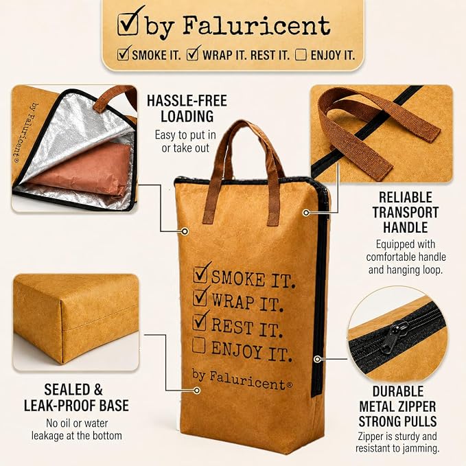 BBQ Blanket for Resting Meat, Insulated BBQ Meat Blanket for Juicy Tender Brisket, Meat Resting Blanket with 5 XL Butcher Paper Sheets, BBQ Gifts for Men Dad