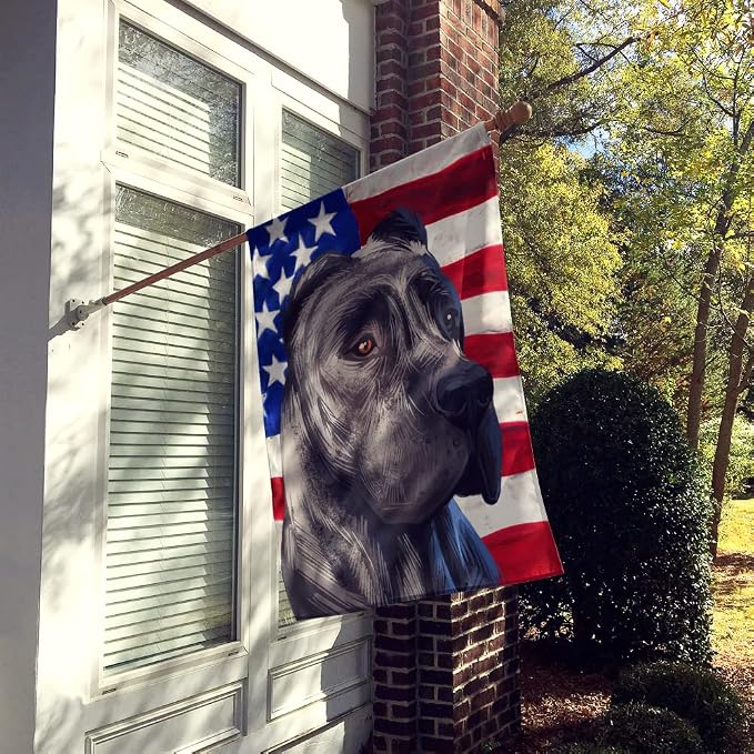Caroline's Treasures CK6640CHF Perro de Presa Canario American Flag House Flag Large Porch Sleeve Pole Decorative Outside Yard Banner Artwork Wall Hanging, Polyester, House Size, Multicolor